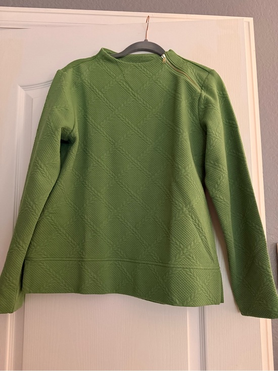Talbots Tops - Talbots Green Quilted Long-Sleeve Top with Shoulder Zip